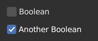 Screenshot of boolean example properties.